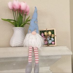 🐇 Easter | Spring Blue & Pink Sitting Shelf Gnome